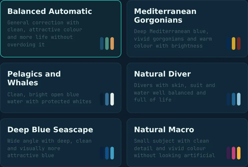 Our favourites: the six presets that cover most situations